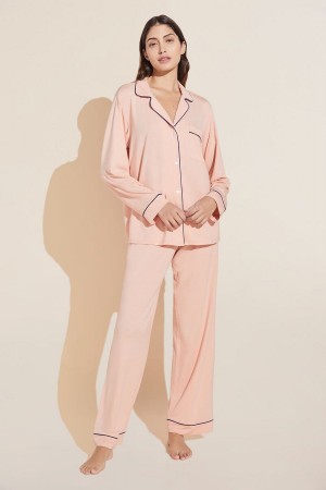 Eberjey Gisele TENCEL™ Modal Long PJ Set Donna Pigiama Rosa Blu Marino | WCI8368YX