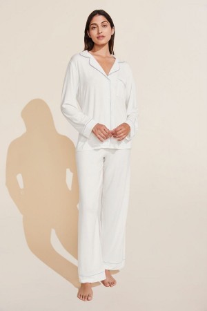 Eberjey Gisele TENCEL™ Modal Long PJ Set Donna Pigiama Bianche Blu | SRO1229SM