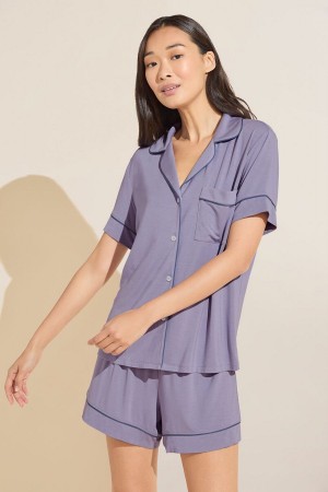 Eberjey Gisele TENCEL™ Modal Relaxed Short PJ Set Donna Pigiama Viola Blu | ZUC1196DX