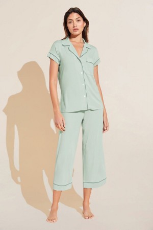 Eberjey Gisele TENCEL™ Modal Short Sleeve Cropped PJ Set Donna Pigiama Verdi | KQM6692EB