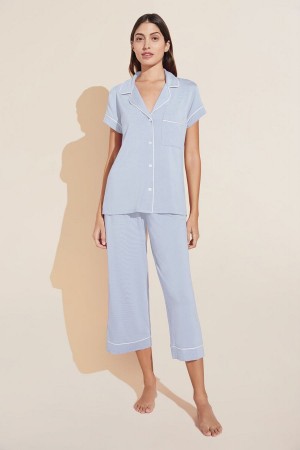 Eberjey Gisele TENCEL™ Modal Short Sleeve Cropped PJ Set Donna Pigiama Blu Bianche | GMJ9361BE