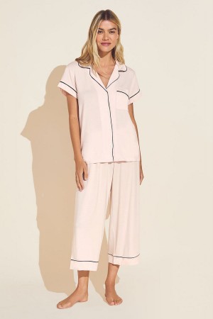 Eberjey Gisele TENCEL™ Modal Short Sleeve Cropped PJ Set Donna Pigiama Rosa Nere | YTM2187YA