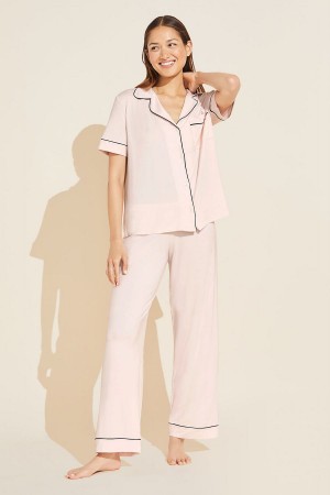 Eberjey Gisele TENCEL™ Modal Short Sleeve & Pant PJ Set Donna Pigiama Rosa Nere | OHP6219KF