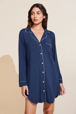 Eberjey Gisele TENCEL™ Modal Sleepshirt Donna Pigiama Blu Marino Bianche | PZB3264JV