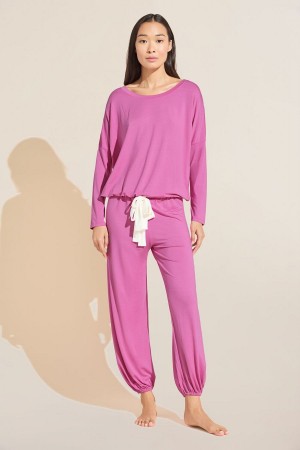 Eberjey Gisele TENCEL™ Modal Slouchy PJ Set Donna Pigiama Rosa Bianche | PMH5647VV