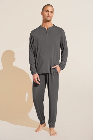 Eberjey Henry TENCEL™ Modal Long PJ Set Uomo Pigiama Grigie | XCS542XF