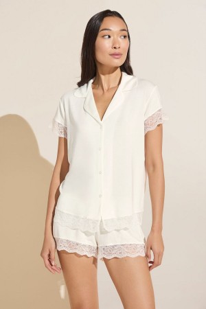 Eberjey Malou TENCEL™ Modal Shortie Short PJ Set Donna Pigiama Bianche | YOB2698LH