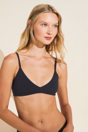 Eberjey Pima Stretch Cotton Donna Bralette Nere | GLP594RQ