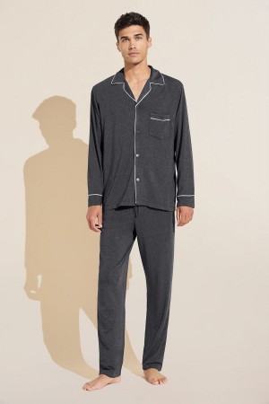 Eberjey William TENCEL™ Modal Long PJ Set Uomo Pigiama Grigie Bianche | ZSA6627FW