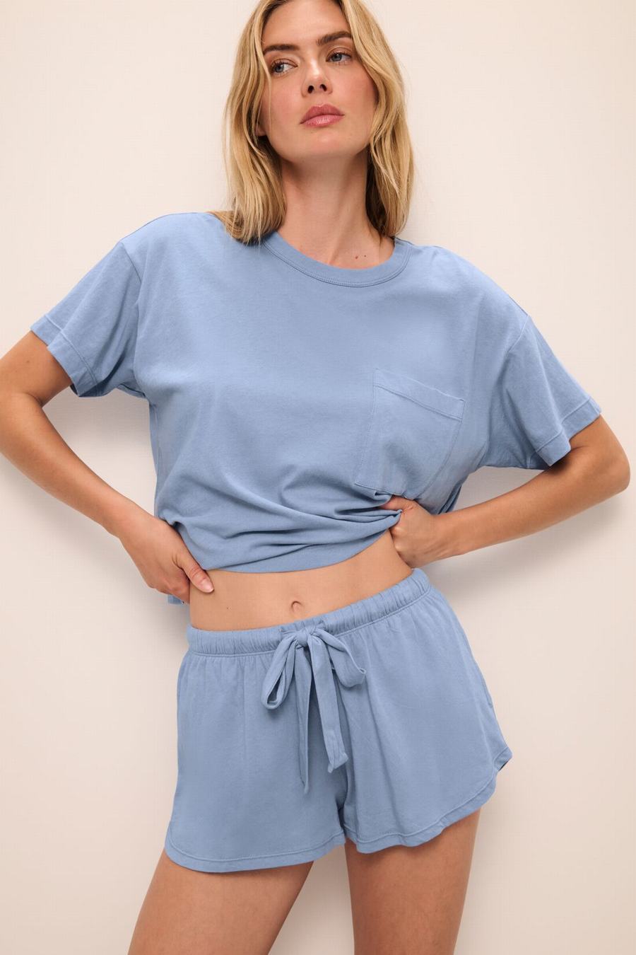 Eberjey Aloe Cotton Short Sleeve Donna Maglietta Blu | SJB8623BO