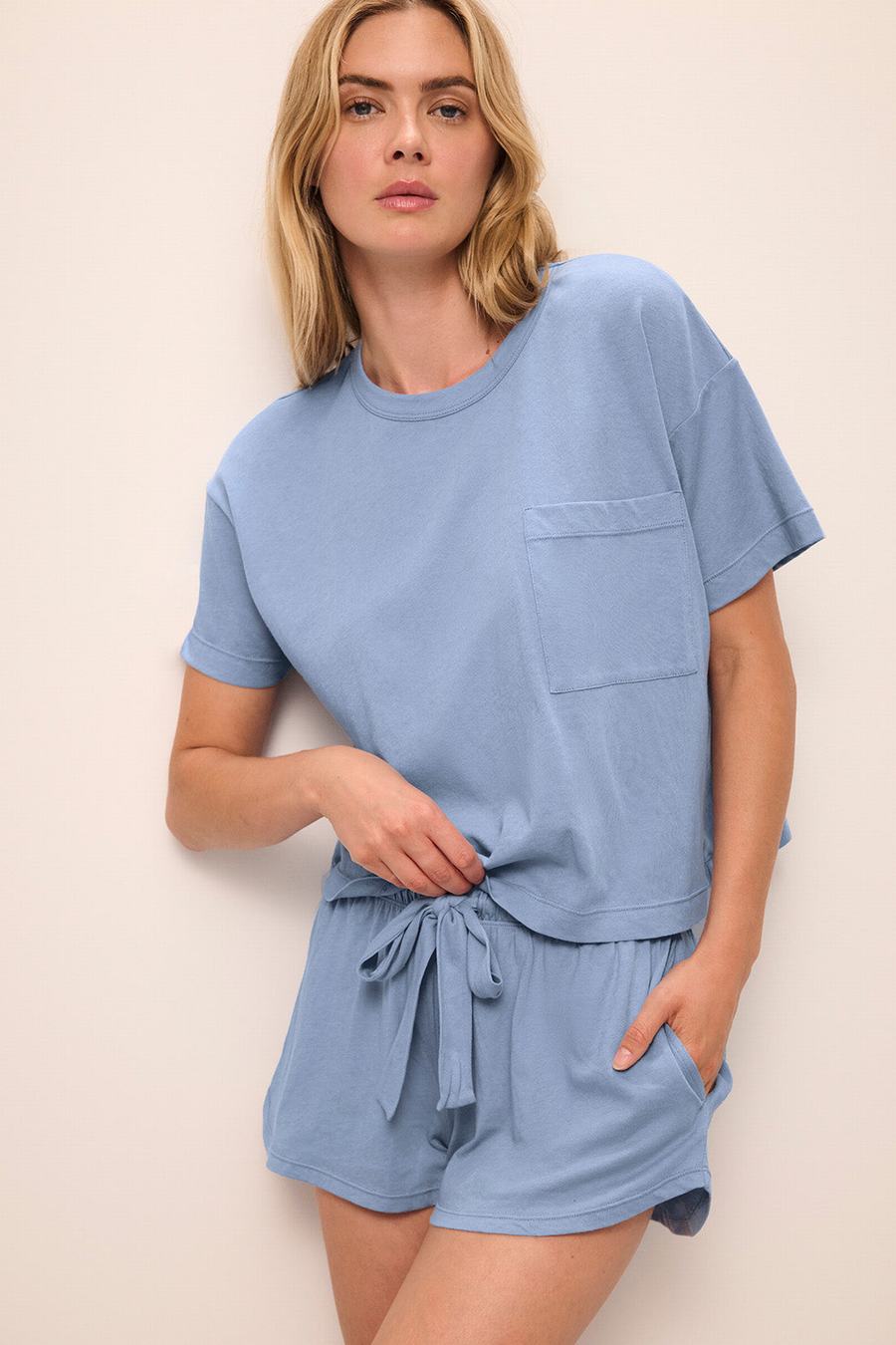 Eberjey Aloe Cotton Short Sleeve Donna Maglietta Blu | SJB8623BO