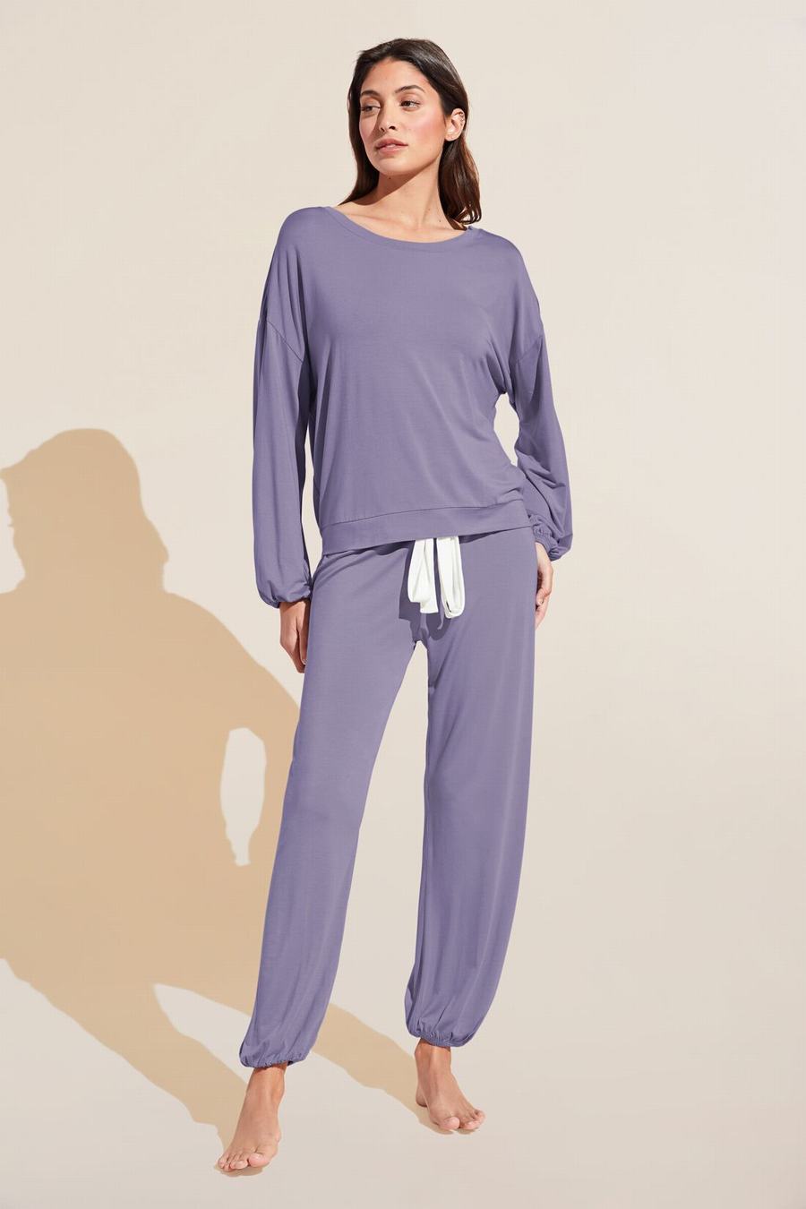 Eberjey Gisele TENCEL™ Modal Effortless PJ Set Donna Pigiama Viola Bianche | DCL2878WJ