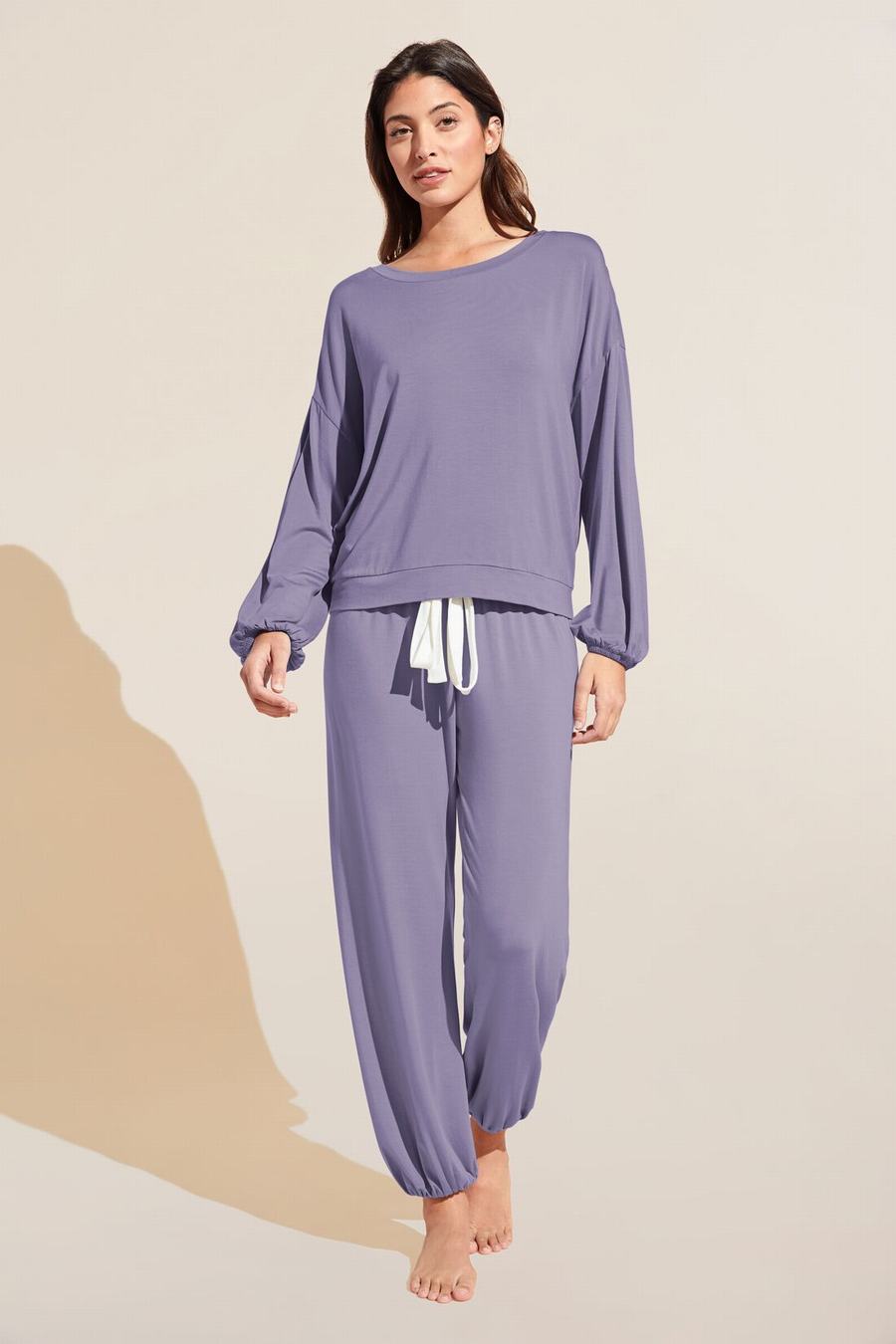 Eberjey Gisele TENCEL™ Modal Effortless PJ Set Donna Pigiama Viola Bianche | DCL2878WJ