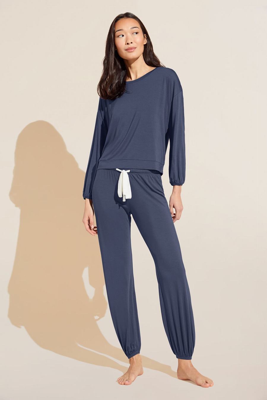 Eberjey Gisele TENCEL™ Modal Effortless PJ Set Donna Pigiama Blu Bianche | KQW1055CO