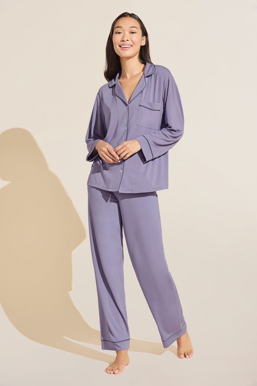 Eberjey Gisele TENCEL™ Modal Long PJ Set Donna Pigiama Viola Blu | TDN4334PX