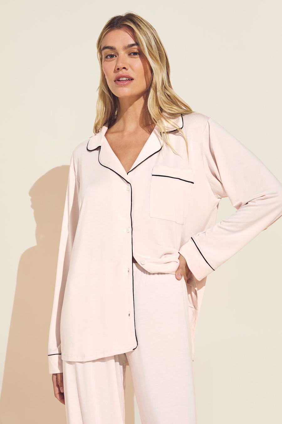 Eberjey Gisele TENCEL™ Modal Long PJ Set Donna Pigiama Rosa Nere | ILH8496PS