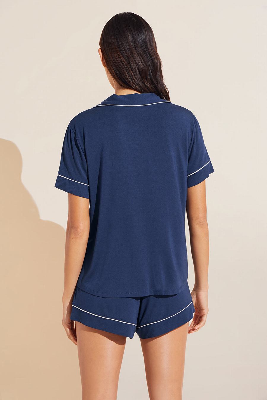 Eberjey Gisele TENCEL™ Modal Relaxed Short PJ Set Donna Pigiama Blu Marino Bianche | LOA2379II