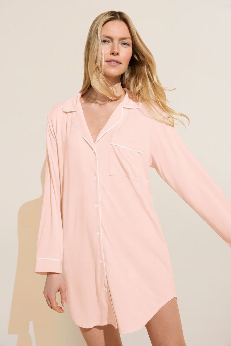 Eberjey Gisele TENCEL™ Modal Sleepshirt Donna Pigiama Rosa Bianche | NPA3569VV