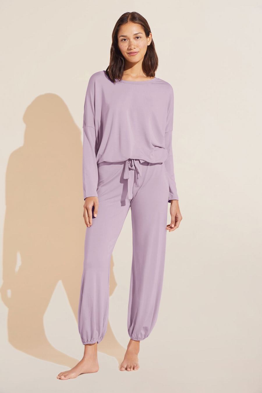 Eberjey Gisele TENCEL™ Modal Slouchy PJ Set Donna Pigiama Viola Bianche | ODS691HG