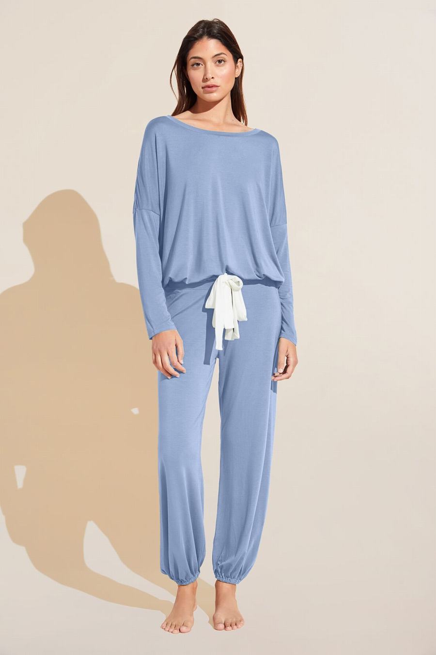 Eberjey Gisele TENCEL™ Modal Slouchy PJ Set Donna Pigiama Blu Bianche | UQA9791HJ