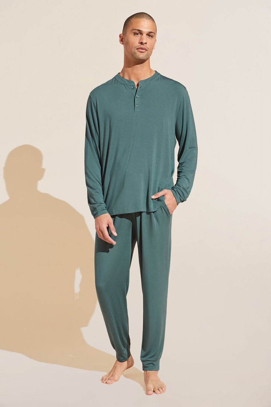 Eberjey Henry TENCEL™ Modal Long PJ Set Uomo Pigiama Verdi | CBZ4256RE