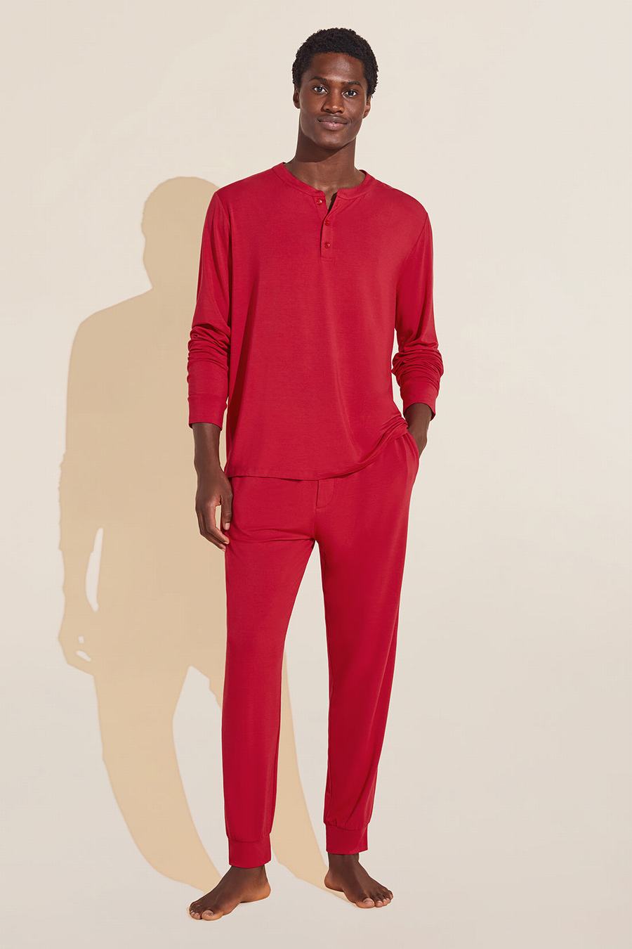 Eberjey Henry TENCEL™ Modal Long PJ Set Uomo Pigiama Rosse | IFB1031XL