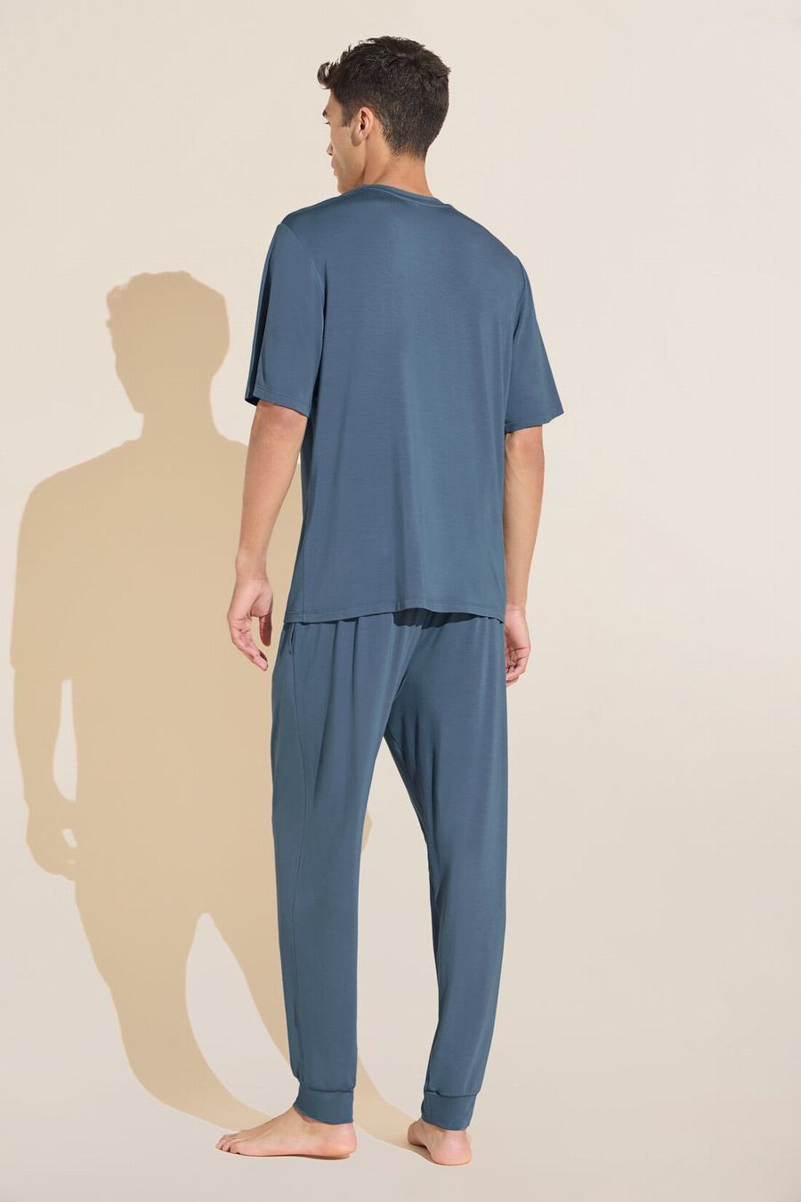 Eberjey Henry TENCEL™ Modal Short Sleeve & Pant PJ Set Uomo Pigiama Blu | JIS7775MW