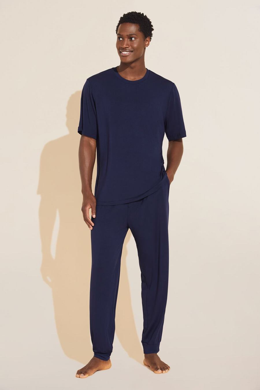 Eberjey Henry TENCEL™ Modal Short Sleeve & Pant PJ Set Uomo Pigiama Blu Marino | VRT322FJ