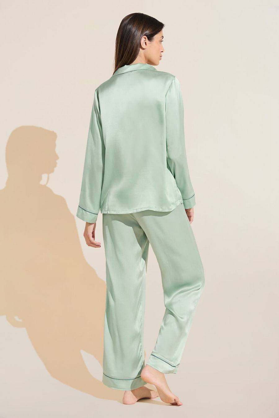 Eberjey Inez Washable Silk Long PJ Set Donna Pigiama Verdi | CNV4510UZ