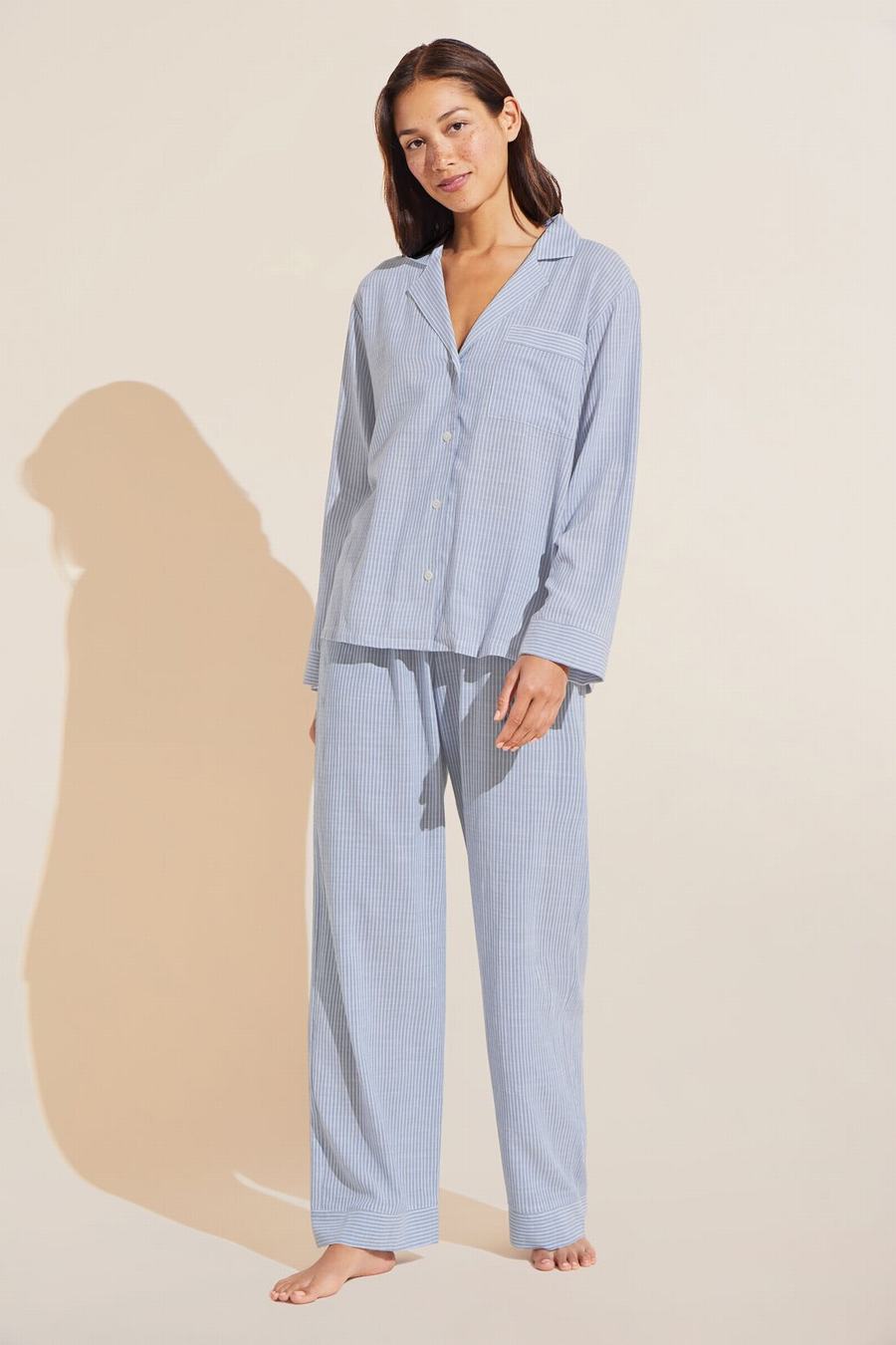 Eberjey Nautico Long PJ Set Donna Pigiama Blu Bianche | BNV4470BV