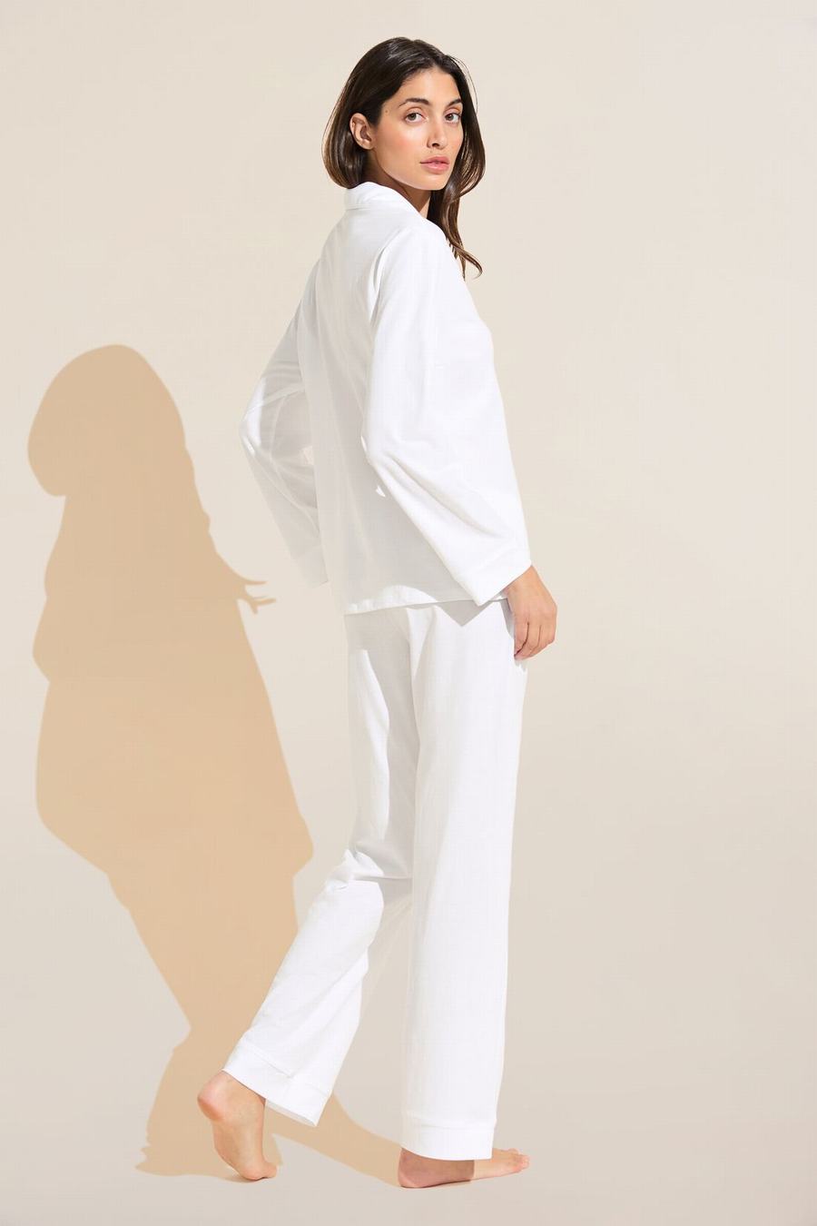 Eberjey Organic Pima Cotton Notch Collar Top & Pant PJ Set Donna Pigiama Bianche | YOU4788QU